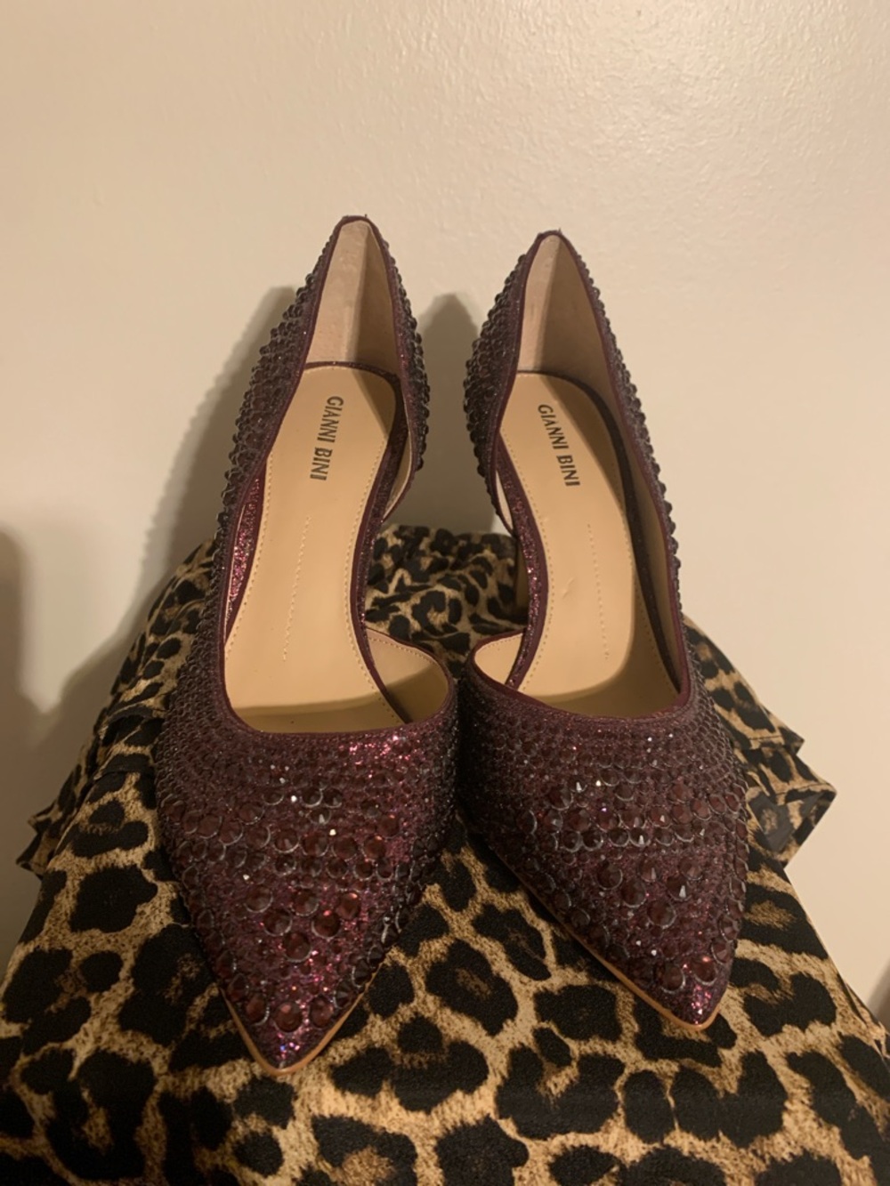 Gianni Bini Women's Plum Crystal Pointed Toe Pumps